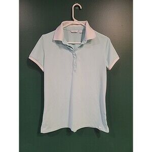 Lady Hagen Golf Shirt Shirt Sleeve Medium Aqua Blue & White